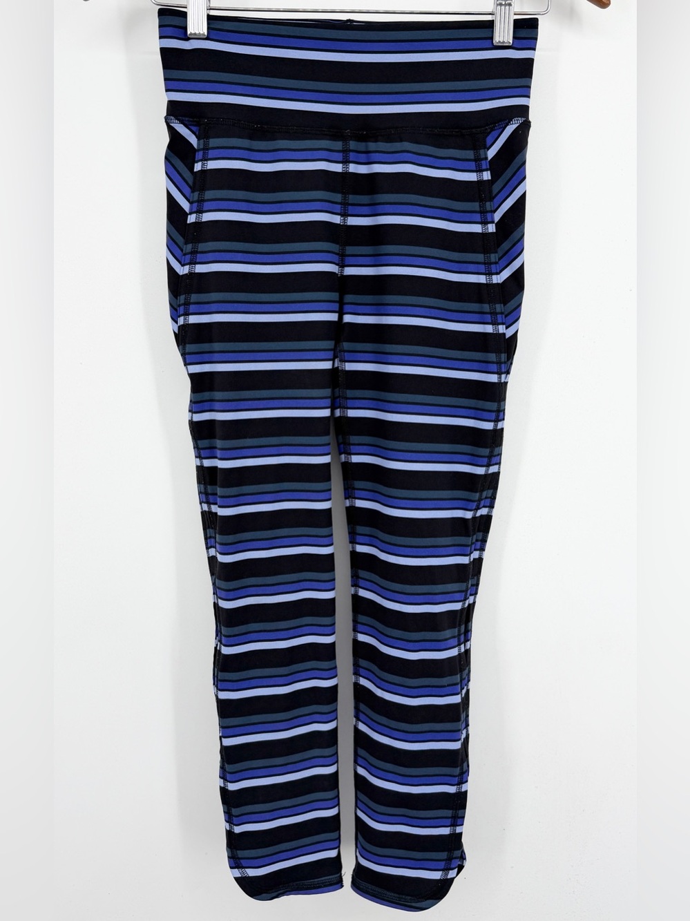Free People Movement Gidget Striped Blue Black Workout Active Crop Leggings Yoga